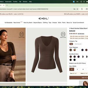 V-Neck Ruched Sides Brami Top